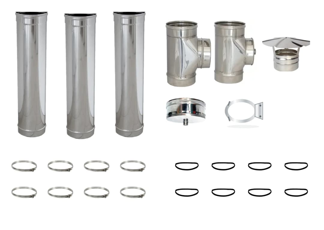 Kit canna fumaria pellet Ø80 3 m – Easy – Canne fumarie in acciaio inox monoparete