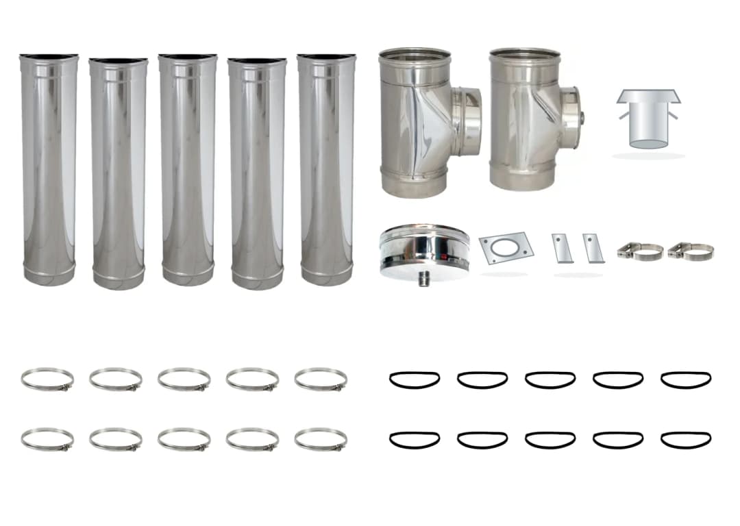 Kit canna fumaria pellet Ø80 5 m – Pro – Canne fumarie in acciaio inox monoparete