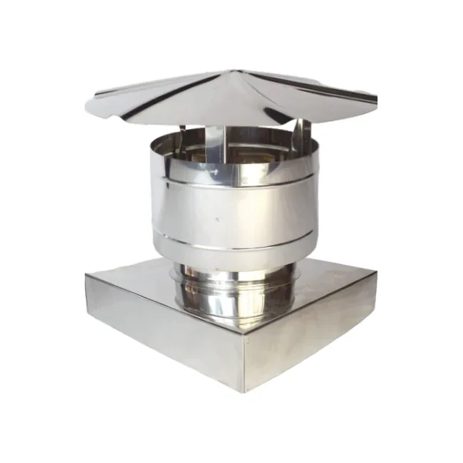 Cappello antivento a base quadrata – Canne fumarie in acciaio inox monoparete