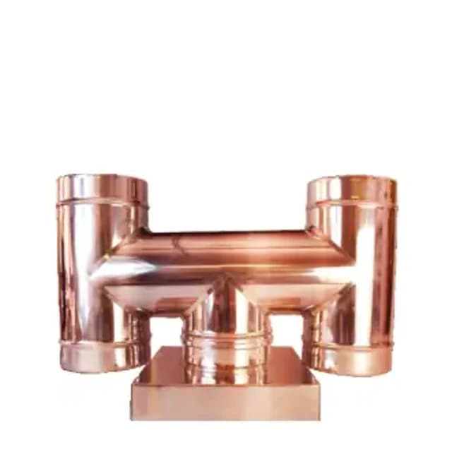 Cappello ad H base quadra – Canne fumarie in acciaio inox monoparete placcato rame