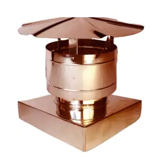 Cappello antivento base quadra – Canne fumarie in acciaio inox monoparete placcato rame